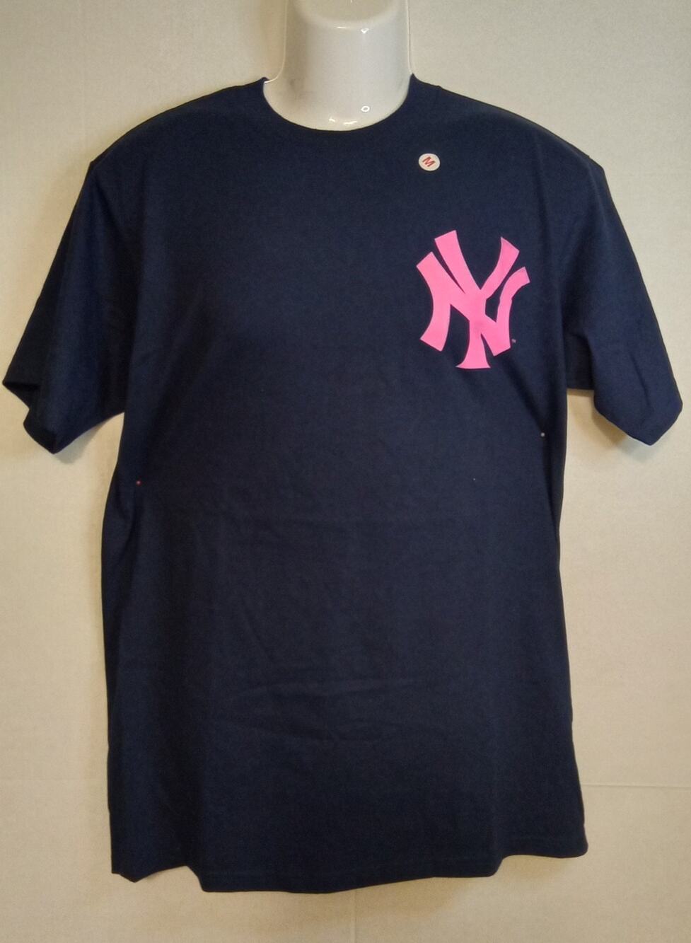 NY Yankees Majestic 2010 #1 MOM Pink Letter Shirt Women's Medium
